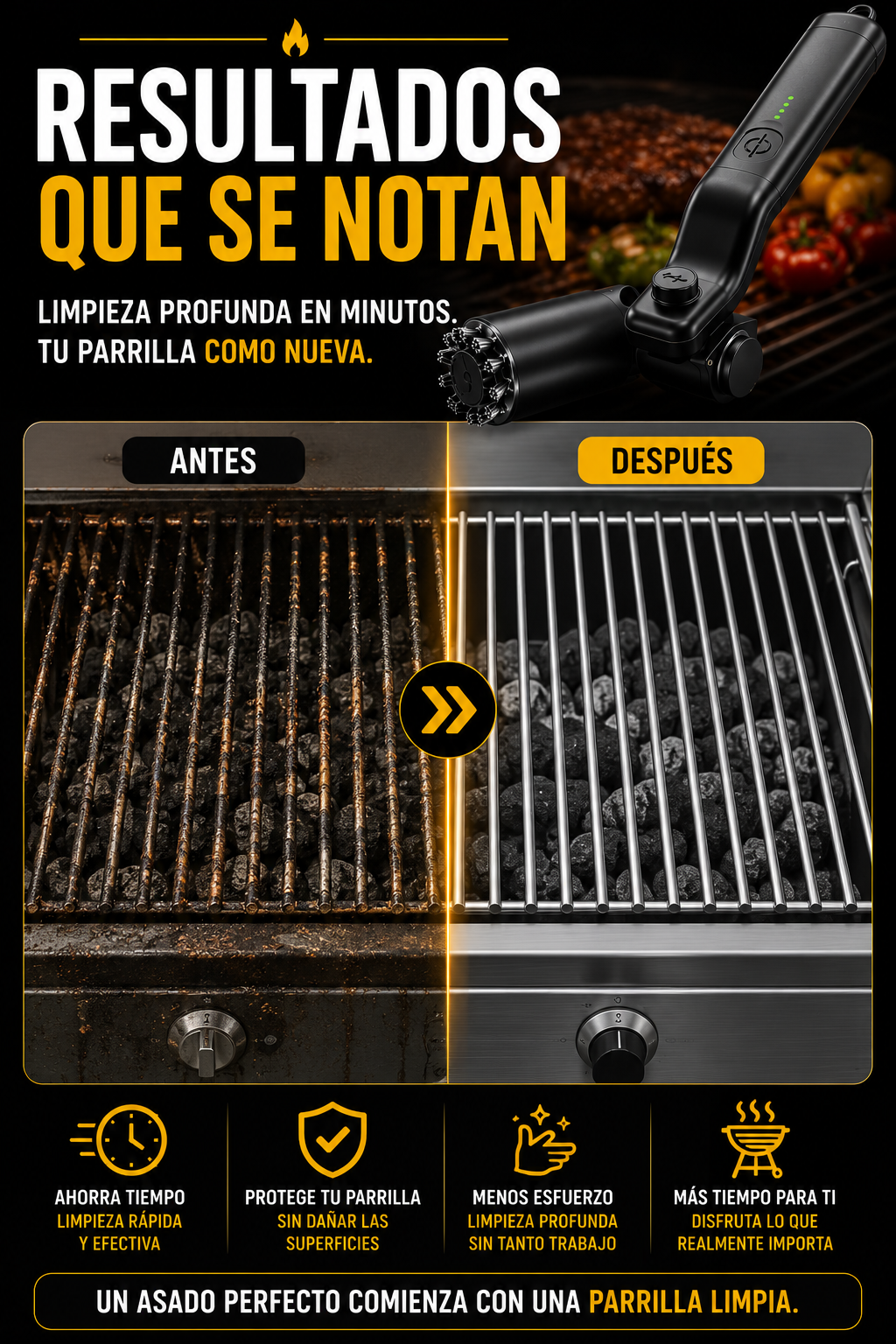 🔥 GrillPro™ Cepillo Eléctrico Recargable para Parrillas