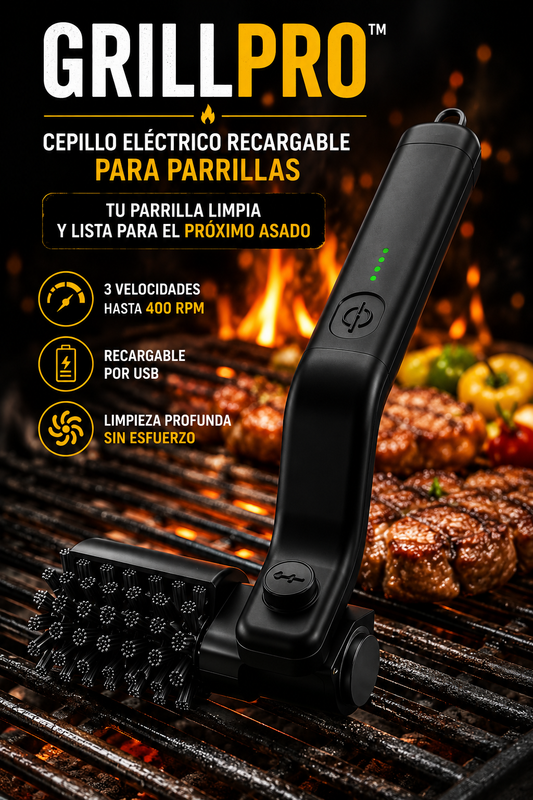 🔥 GrillPro™ Cepillo Eléctrico Recargable para Parrillas